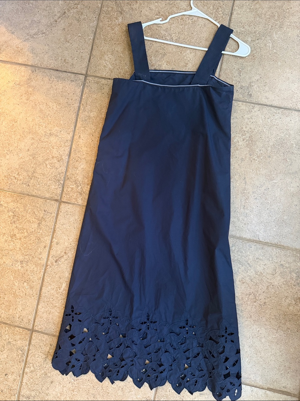 Tuckernuck Navy Midi Dress with Laser-Cut Floral Hem - Picture 3 of 4